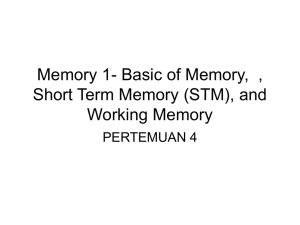 Memory 1- Basic of Memory,  , Working Memory PERTEMUAN 4