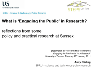 What is ‘Engaging the Public’ in Research? reflections from some