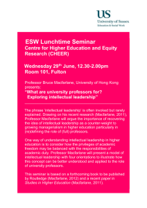 ESW Lunchtime Seminar  Centre for Higher Education and Equity Research (CHEER)