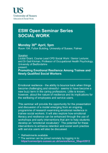ESW Open Seminar Series SOCIAL WORK  Monday 30