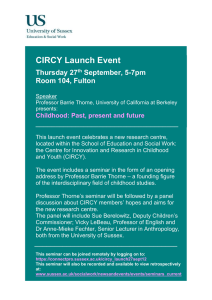 CIRCY Launch Event  Thursday 27 September, 5-7pm
