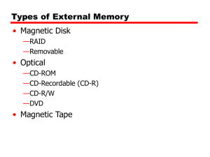 Types of External Memory • Magnetic Disk Optical