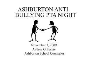 PowerPoint presentation from PTA Anti-Bullying Parent and Children Night