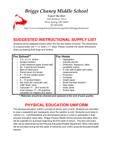 BCMS SUGGESTED SCHOOL SUPPLY LIST