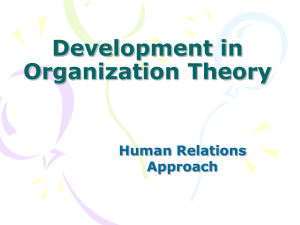 Development in Organization Theory Human Relations Approach