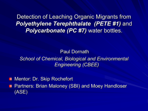 Detection of Leaching Organic Migrants from Polyethylene Terephthalate  (PETE #1)