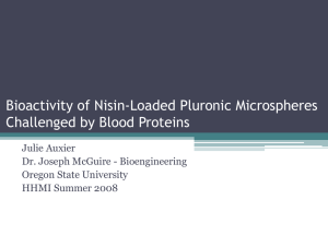 Bioactivity of Nisin-Loaded Pluronic Microspheres Challenged by Blood Proteins Julie Auxier