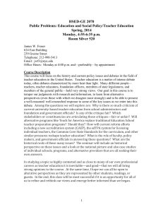 HSED-GE 2070 Public Problems: Education and Social Policy/Teacher Education