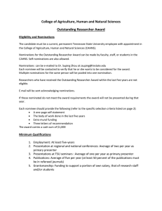 Outstanding Research Faculty Award Criteria