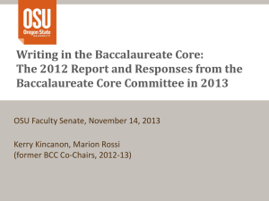 Writing in the Baccalaureate Core: Baccalaureate Core Committee in 2013