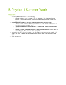 IB Physics 1 Summer Work Directions