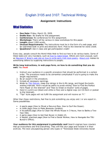 English 3105 and 3107: Technical Writing Vital Statistics Assignment: Instructions