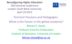 Feminist passions and pedagogies: Miriam David [PPT 349.00KB]