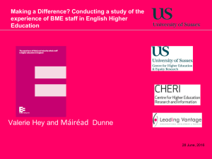 Making a difference? Conducting a study of the experience of BME staff in English higher education [PPT 554.50KB]