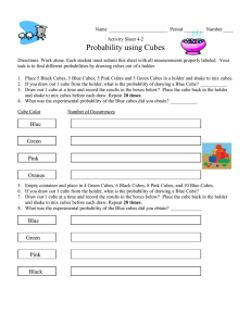 Activity Sheet 4-2 Probability with Cubes
