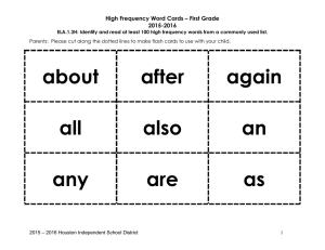 First Grade High Frequency Word List