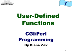 User-Defined Functions CGI/Perl Programming