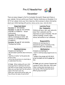 Pre K Newsletter November