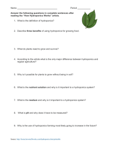 Hydroponics Background Reading and Questions