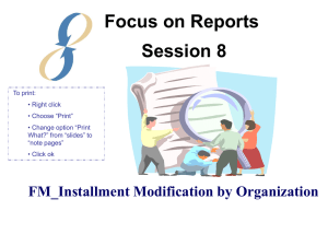 Session 8: FM_Installment Modification by Organization Report
