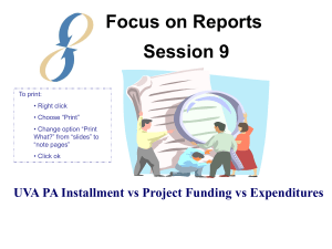Session 9: UVA PA Installment vs Projecting Funding vs Expenditure