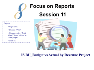 Focus on Reports Session 11