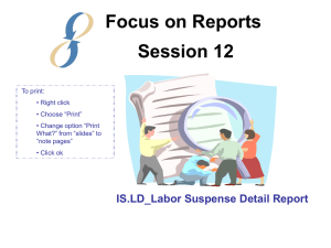 Focus on Reports Session 12