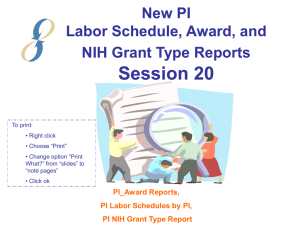 Session 20 - PI Labor Schedule - Award - NIH Grant Type Reports