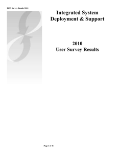 Integrated System Deployment &amp; Support 2010 User Survey Results
