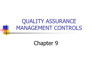 QUALITY ASSURANCE MANAGEMENT CONTROLS Chapter 9