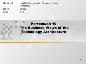Pertemuan 19 The Business Views of the Technology Architecture Matakuliah