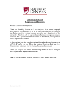University of Denver Employee Exit Interview