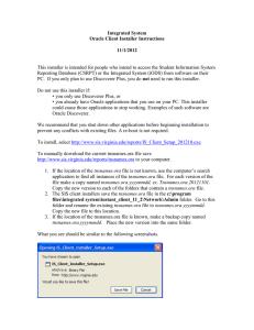 Integrated System Oracle Client Installer Instructions  11/1/2012