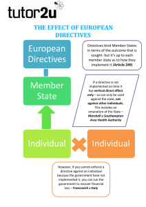 European Directives THE EFFECT OF EUROPEAN DIRECTIVES