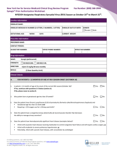 New York Fee for Service Medicaid Clinical Drug Review Program ... Synagis® Prior Authorization Worksheet