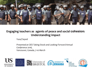 Engaging Teachers as Agents of Peace and Social Cohesion: Understanding impact [PPTX 698.02KB]