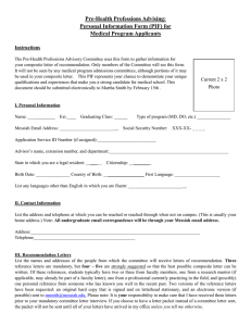 Personal Information Form (PIF) for pMedical Program Applicants