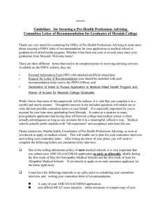 Pre-Health Professions Advising Committee Letter of Recommendation