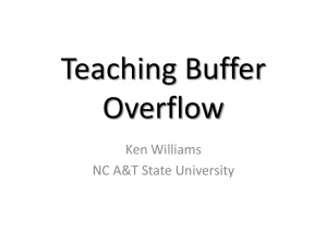 Teaching Buffer Overflow Ken Williams NC A&amp;T State University