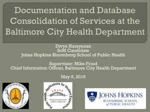 Database Documentation and Consolidation of Services at the Baltimore City Health Department