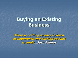 Buying and Existing Business