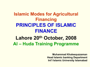 PRINCIPLES OF ISLAMIC FINANCE Lahore 20 October, 2008