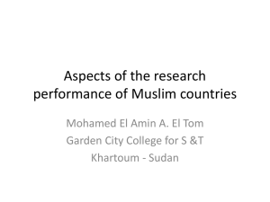 Aspects of the research performance of Muslim countries