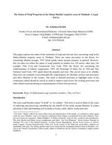 The Status of Waqf Properties in the Malay-Muslim Survey Dr. Sulaiman Dorloh