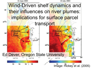 Wind-Driven Shelf Dynamics and Their Influence on River Plumes: Implications for Surface Parcel Transport