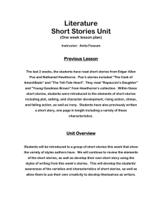 Literature Short Stories Unit Previous Lesson (One week lesson plan)