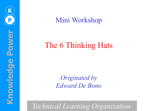 The 6 Thinking Hats Mini Workshop Technical Learning Organization Originated by