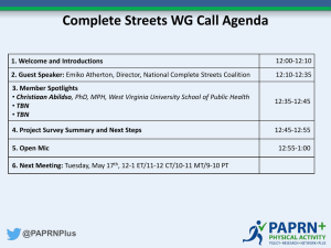 Complete Streets WG Call Agenda