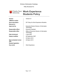 Work Experience Students Policy