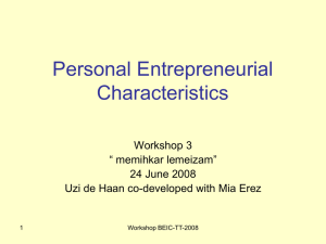 Personal Entrepreneurial Characteristics